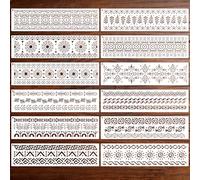 SRIZIAN 12piezas Bohemia Plantillas de Pintura, 30x7.62cm Geométricas Stencil Plantillas Reutilizable Textura Plantillas para Pintar Scrapbooking DIY Madera Muebles Hogar Decoración