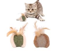 SRIZIAN 2 Piezas Gatera para Gatos, Juguete de Plumas de Gato, Juguetes para Gatos Bolas con Pluma, Juguete Interactivo para Gatitos Jugando Masticar Molienda Garra Limpieza de Dientes