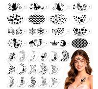 SRIZIAN 32 Piezas Plantillas Pintura Facial, Plantilla Pinturas Cara para Niños Adulto Plantilla Tatuaje Ojos Plantillas Pintura Corporal para Fiestas Infantiles Maquillaje de Halloween