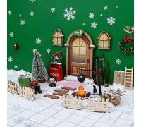 SRIZIAN 33 Piezas Puerta Elfo de Navidad Accesorios, Kit Puerta Mágica Elfo, Accesorios Puerta de Gnomo, Puerta de Elfo Navidad Set para Niños, Regalos, Decoración Navideña
