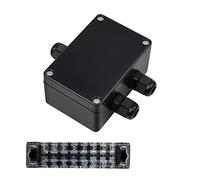 SRJQXH IP66 Cajas de Conexiones Impermeables, Caja de Conexiones de 3 Vías Con Bloque de Terminales, Tornillos y Enchufe PG9 Impermeable, Para Cables de Interior y Exterior de 4-8 mm (Negro)
