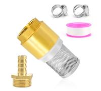 SRJQXH Valvula Antiretorno Agua, 3/4" Válvula de Retención, Filtro Acero Inox, Latón Válvula de Pie con Válvula de Retención, con Conexión Macho 3/4" y Cinta Sin Procesar, para Tubo Succión, Bomba