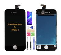 SRJTEK Compatible para iPhone 4 pantalla LCD A1349 A1332 Sensor de pantalla táctil piezas de repuesto digitalizador totalmente Assmebly Kits (negro sin marco)