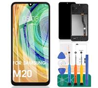 SRJTEK Compatible para Samsung Galaxy M20 Pantalla LCD M205 Pantalla Táctil Matriz Digitalizador de Repuesto SM-M205F SM-M205FN Asamblea (Original Negro con Marco)