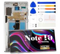 SRJTEK Kit de reemplazo de Pantalla LCD OLED para Samsung Galaxy Note 10. Pantalla SM-N970U con digitalizador táctil y Marco (con función de Huella Dactilar) (Plateado).