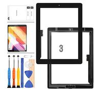 SRJTEK para iPAD 3 pantalla táctil de repuesto para iPad 3 3ª generación A1416 A1403 A1430 Sensor digitalizador Panel de vidrio Kit de piezas de reparación, incluye botón de inicio (negro)