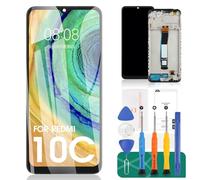 SRJTEK para Xiaomi Redmi 10C Pantalla de Repuesto para Redmi 10C Pantalla LCD para Redmi 10C Pantalla táctil digitalizador Asamblea 220333QAG Kits de reparación (con Marco, Negro)