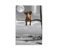 SRJUDR Póster de elefante descansando con mirada a la luna, arte pop para pared e impresiones en lienzo, 40 x 60 cm, estilo sin marco