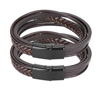 Srliya 2 Piezas Pulsera de Cuero Pu Casual con Cierre de Imán Vintage, Decoración de Moda Tejida para Hombres, Mujeres, Hechas de Pu, Aleación de Zinc, Estilo Vintage (Hebilla negra de