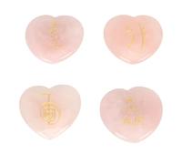 Srliya 4 Piedras de Cuarzo Rosa en Forma de Corazón para Preocupación del Pulgar, Piedras de Equilibrio Reiki del Tamaño de la Palma, Ideales para Relajarse y Aliviar la Ansiedad,