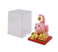 Srliya Brazo Que Agita el Gato de la Fortuna, Sensor de Luz Solar de la Suerte, Decoración de Bendición de Riqueza para el Hogar y la Oficina, Color Rosa (Grande)