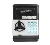Srliya Caja de Ahorro de Cajeros Automáticos Electrónicos, Desplazamiento Automático de Papel Moneda, Piggy Bank para Niños, Hecho de Abdominales Ecológicos, Adecuado para Niños, Negro