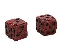 Srliya Conjunto de Dados de Esqueleto Gótico de 2 Piezas, Accesorio de Juegos Exóticos, Noches de Póker, Navidad, Halloween, Pintada a Mano con Caras Sonrientes, Robusto, Rojo