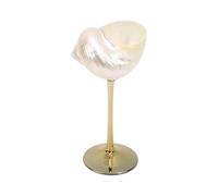Srliya Copas de Vino de Concha, Regalo de Celebración de Boda, Copa de Vino de Concha Marina para Cumpleaños de San Valentín (plateada con fondo dorado)