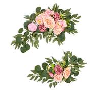 Srliya Decoración Romántica del Estilo Europeo del Botín de la Flor Artificial para la Entrada de la Recepción de la Boda (Rosa)