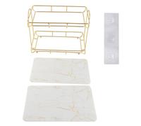 Srliya Estante de Almacenamiento de Baño Dorado de 2 Niveles Estante de Maquillaje Estructura Humanizada Organizador de Contador de Deslizamiento (S M L XL XXL)