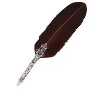 Srliya Exquisito Juego de Escritura de Pluma Vintage con Patrones en Relieve, Perfecto para Caligrafía, Juego de Regalo para Escritores, Metal + Pluma, Negro (Marrón)