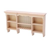 Srliya Gabinete de Muebles en Miniatura 1/12 Casa de Muñecas Armario Colgante de Madera de Abedul Pintado a Mano Estante de Almacenamiento con Mini Escultura y Mano de Obra Fina para (Color Madera)