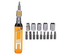 Srliya Juego de Destornilladores de Trinquete 14 en 1, ángulo Giratorio de 180 Grados, Controlador de Trinquete para Reparación Electrónica de Automóviles en el Hogar, Amarillo