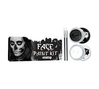 Srliya Kit de Pintura Facial para Cosplay de Halloween, Maquillaje SFX No Tóxico en Blanco y Negro para Disfraces y Fiestas con 2 Brochas de Maquillaje