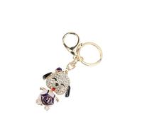 Srliya Llavero del Perro del Diamante Artificial, Diseño Lindo 3D | Material de aleación de zinc, Cristales brillantes, Accesorio versátil