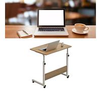 Srliya Mesita de Noche Elevable, Escritorio Móvil con Marco de Metal para el Hogar, sofá, Altura Ajustable, Ahorro de Espacio para Varios Usos (Color Nogal)