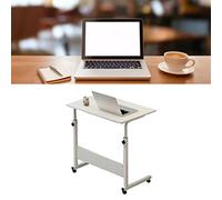 Srliya Mesita de Noche Elevable, Escritorio Móvil con Marco de Metal para el Hogar, sofá, Altura Ajustable, Ahorro de Espacio para Varios Usos (Color Madera)