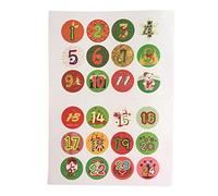 Srliya Pegatinas Navideñas con Números de Adviento Etiquetas Navideñas de Cuenta Regresiva Pegatinas de Calendario de Adviento de Sellado de Papel 12 Piezas por Hoja con (Colores surtidos)