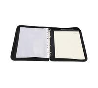 Srliya Portafolio Comercial con Cremallera 10 Bolsas de Archivo Transparente PU Cuero 30 Sábanas Calculadora Solar de 12 Dígitos 10.1 Pulgadas Cubierta de Tableta Negra