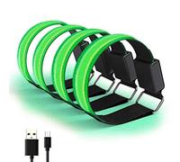 Srliya Pulsera LED Recargable por USB: Brazaletes de Seguridad Luminosos Reflectantes de 4 Piezas, Ajustables para Deportes Al Aire como Trotar, Andar en Bicicleta y Correr (Verde)