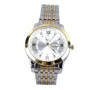 Srliya Reloj de Negocios de Cuarzo para Hombres con Fecha Reloj de Pulsera Luminoso de Acero Inoxidable con Calendario Doble Reloj Ligero Resistente Al Agua (Blanco Dorado)