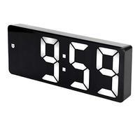 Srliya Reloj Despertador con Espejo LED Recargable por USB, Elegante Decoración de Mesa Digital, Color Negro (Lámpara Rectangular de Superficie Negra Blanca.)