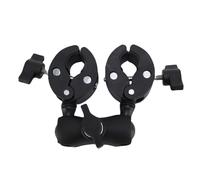 Srliya Soporte de Paraguas Abrazadera de Poste Soporte de Montaje de Doble Abrazadera con Cabezal de Bola de 360 Grados Brazo Articulado Soporte de Paraguas Abrazadera de Cámara