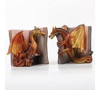 Srliya Sujetalibros de Dragón 28 * 17 * 15, Sujetalibros Divertidos de Dragón, Estatua de Dragón de Resina, Sujetalibros de Escritorio para Decoración de Estantería de Oficina en Casa