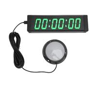 Srliya Temporizador de Gimnasio Pantalla Verde de 6 Dígitos de 1,5 Pulgadas Cuenta Atrás Reloj de Cronometraje de Carrera LED con Control Remoto Botón con Cable Soporte Telescópico