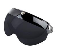 Srliya Visera del Casco Visor Universal 3 Snap Retro Casco Visor A Prueba de Viento Protector Solar Media Cara Cascos de Motocicleta Visera (Negro, Marrón Oscuro)
