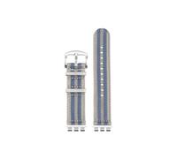 Srndsydak Adaptador de acero y Metal modificado de 21mm Correa nailon resistente al agua Compatible con Swatch YVS400/420/451/454(Gray blues silver)