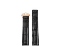 Srndsydak Compatible con Tag Heuer Carrera cuero de cocodrilo hebilla plegable correa de reloj 19mm 20mm 22mm(Black-rose gold,22mm)