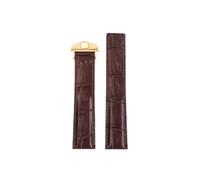 Srndsydak Compatible con Tag Heuer Carrera cuero de cocodrilo hebilla plegable correa de reloj 19mm 20mm 22mm(Brown-gold,20mm)