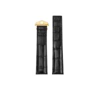 Srndsydak Compatible con Tag Heuer Carrera cuero de cocodrilo hebilla plegable correa de reloj 19mm 20mm 22mm(Black-gold,22mm)