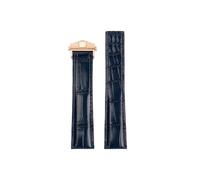 Srndsydak Compatible con Tag Heuer Carrera cuero de cocodrilo hebilla plegable correa de reloj 19mm 20mm 22mm(Blue-rose gold,19mm)