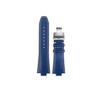 Srndsydak Correa de reloj de cuero genuino Compatible con Michael Kors Mk 8184 8729 9020 8152 9026 8296(B Blue-silver Folding)
