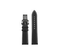 Srndsydak Correa de reloj de cuero genuino de 22mm Compatible con Breitling Avenger Blackbird correa de reloj B01(Black White black folding)