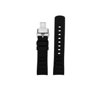 Srndsydak Correa de reloj de goma curvada de 22mm for hombre, Compatible con Mido New Multifort TV M049.526(Black silver Folding)