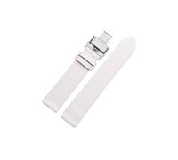 Srndsydak Correa de reloj de piel de vaca suave Compatible con Huawei B2 B3 B5 B6, pulsera de moda for hombres y mujeres(White-silver Folding,15mm for B2)
