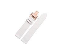 Srndsydak Correa de reloj de piel de vaca suave Compatible con Huawei B2 B3 B5 B6, pulsera de moda for hombres y mujeres(White-Rose gold Folding,15mm for B2)