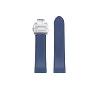 Srndsydak Correa de silicona for reloj Compatible con Cartier Santos 100, 23mm 25mm, hebilla de Metal, pulsera suave negra y azul(Blue-silver folding,Width 23mm)
