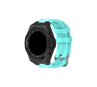 Srndsydak Kit de modificación Compatible con Samsung Galaxy Watch 4 Classic 46mm con correa goma y caja acero inoxidable(Teal Green black)