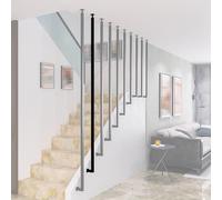 SRNSAEB Balaustre Barandilla Poste de Escalera Estilo L de Metal con Kits de Tornillos, balaustres de Escalera Modernos Personalizados, Postes de balaustrada para escaleras(Black,52in/132.1cm)