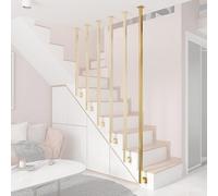 SRNSAEB Balaustre Barandilla Poste de Escalera Estilo L de Metal con Kits de Tornillos, balaustres de Escalera Modernos Personalizados, Postes de balaustrada para escaleras(Gold,28in/71.1cm)